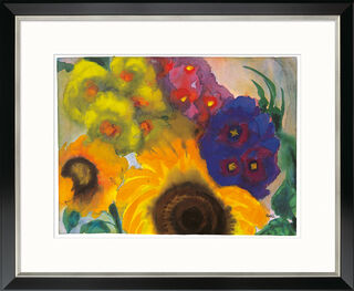 Picture "Summer Flowers", black and silver-coloured framed version by Emil Nolde