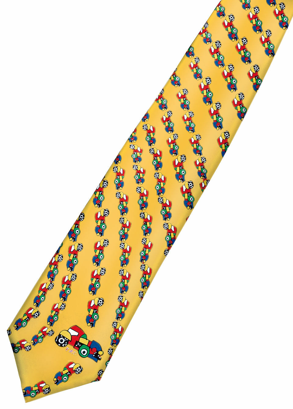 Silk tie "Roundabout", yellow version by Otmar Alt