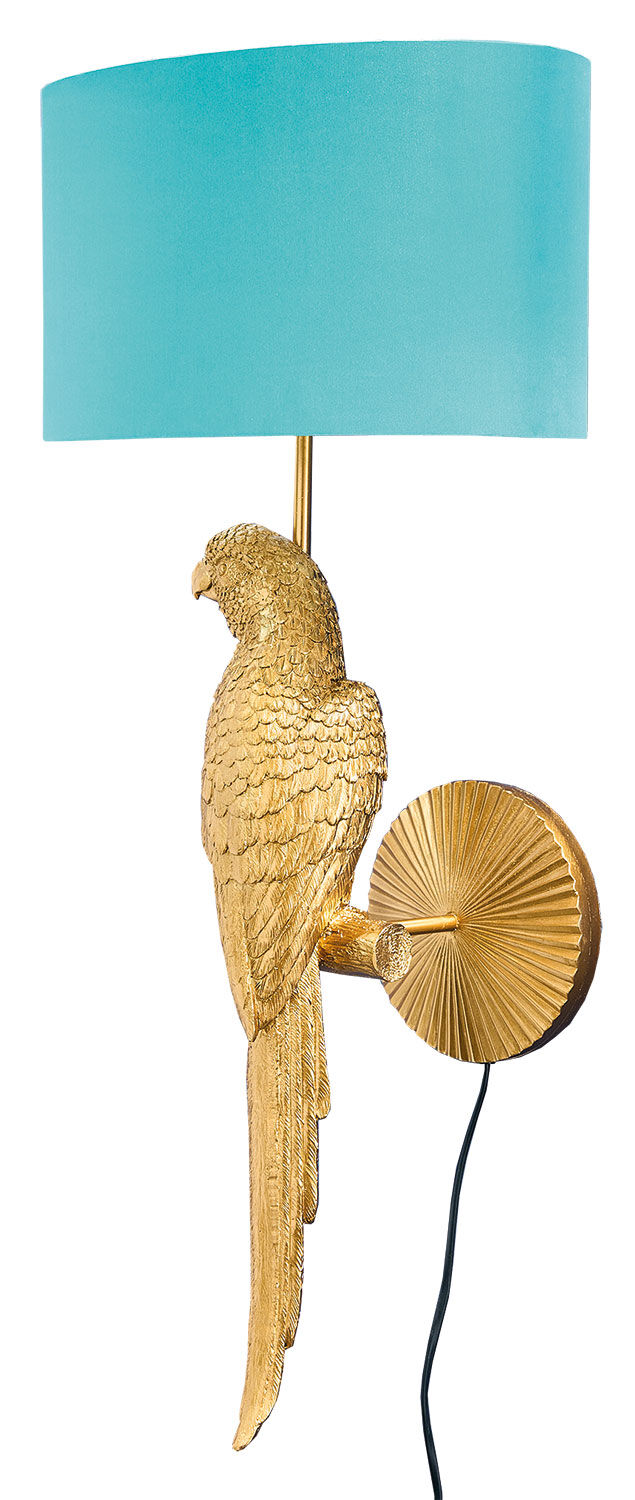 Wandleuchte "Goldener Papagei, linksschauend"