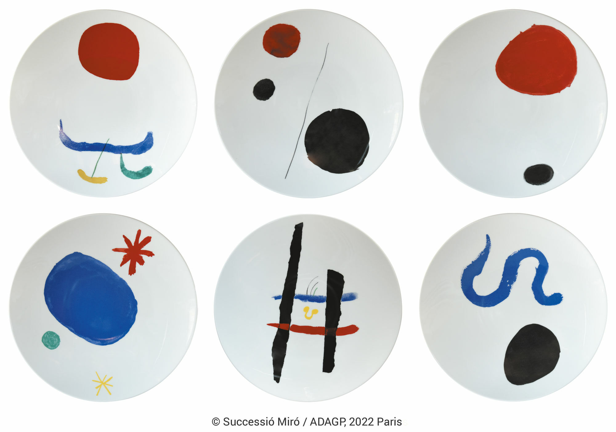 Set van 6 dinerborden - van Bernardaud von Joan Miró