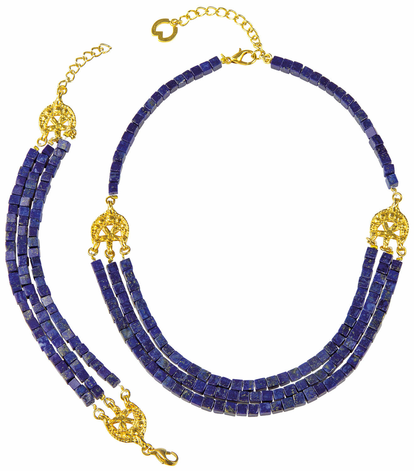 Jewellery Set with Lapis Lazuli Cubes by Petra Waszak