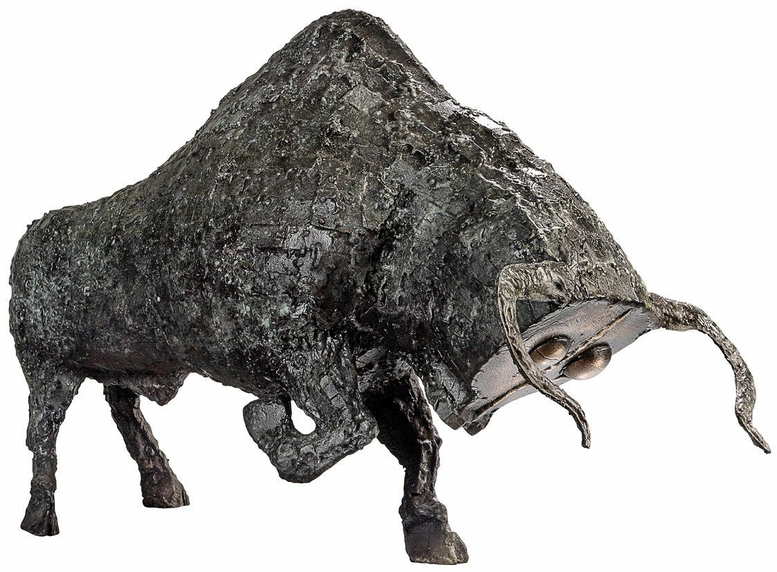 Skulptur "Stier" (2021), Version Bronze grau patiniert von Hüseyin Arda