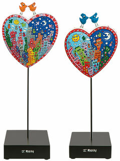 Set of 2 porcelain hearts with artist motifs "Love"