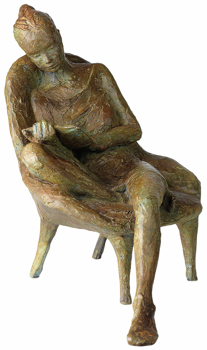 Sculpture "Femme lisant", bronze von Valerie Otte