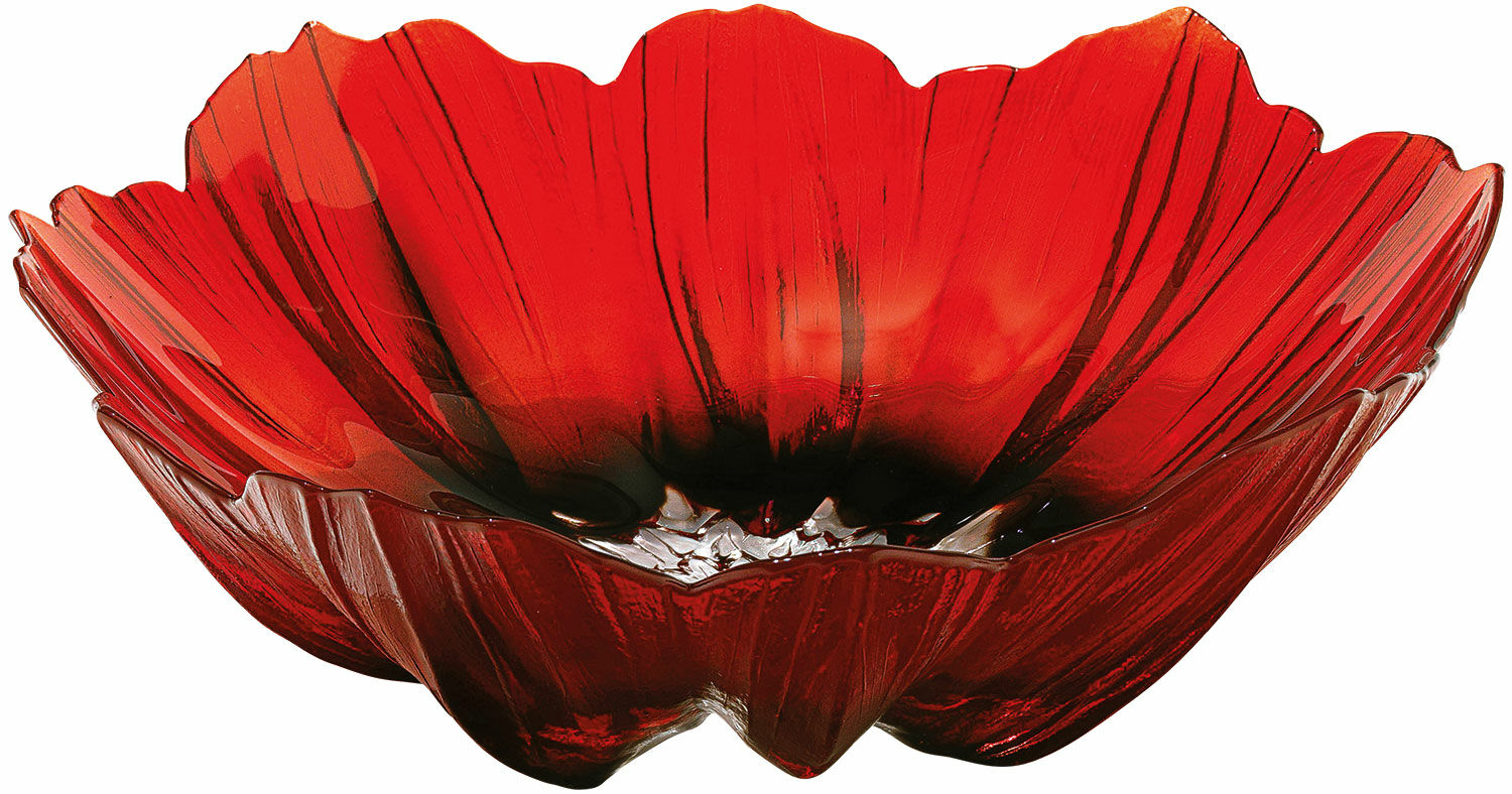 Glazen kom "Poppy Blossom" (groot, Ø 26 cm) von Mats Jonasson