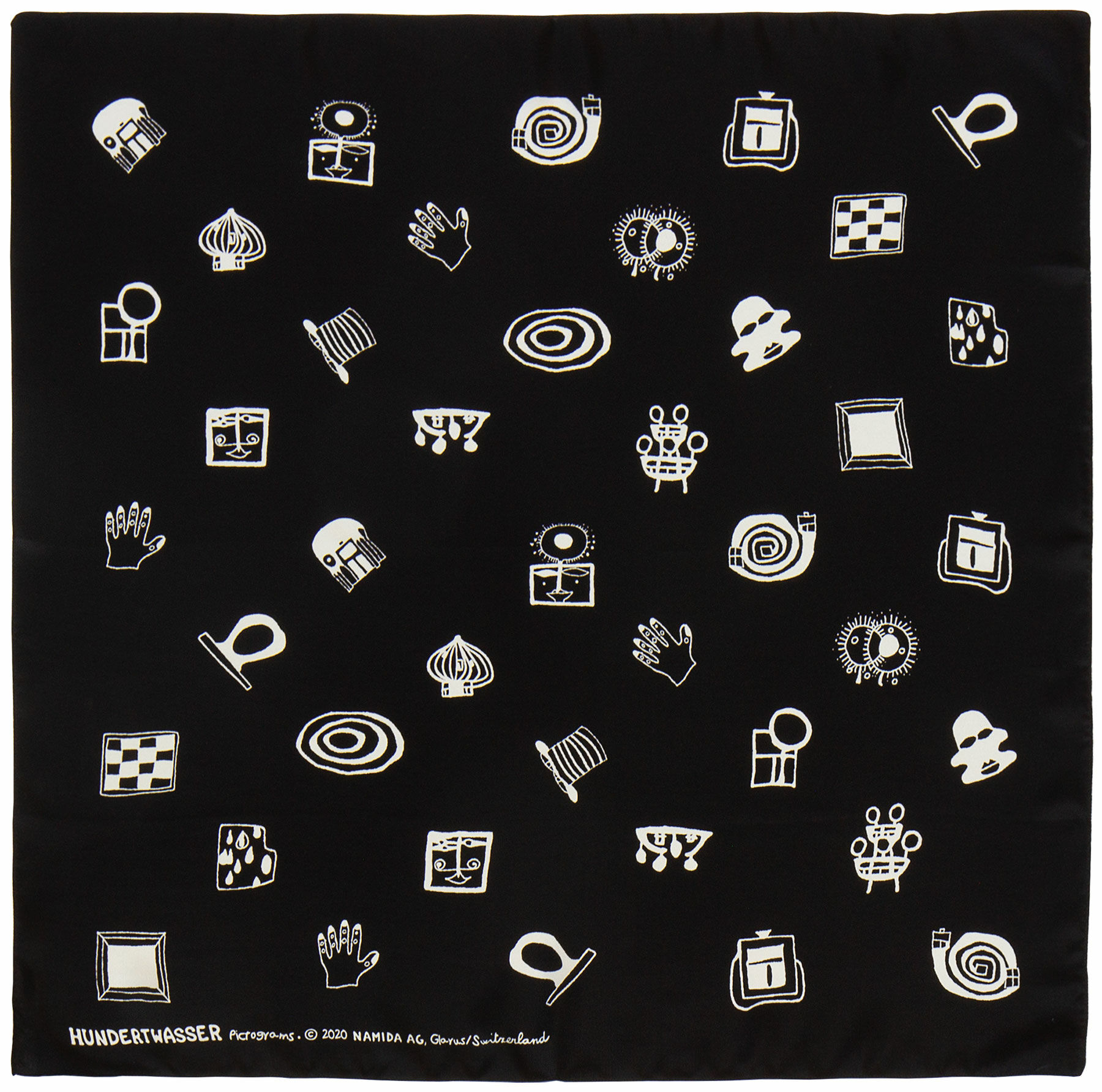 Zijden foulard "Tuin van tekens" (1994) von Friedensreich Hundertwasser
