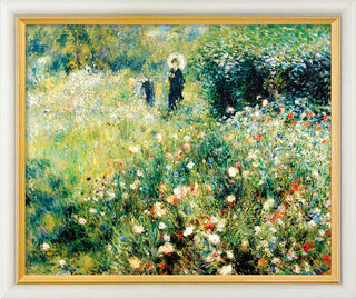 Picture "Woman with Parasol in a Garden" (1875), framed