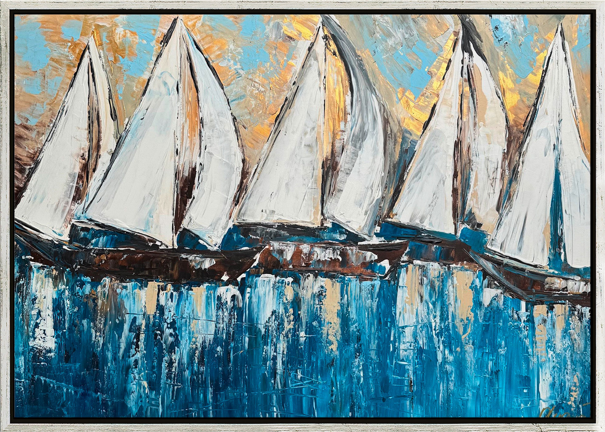 Bild "Sailing 14" (2025) (Original / Unikat), gerahmt von Olga Jonas