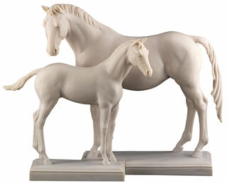 Sculpture horse pair "Poetry & Poetess", cast stone version
