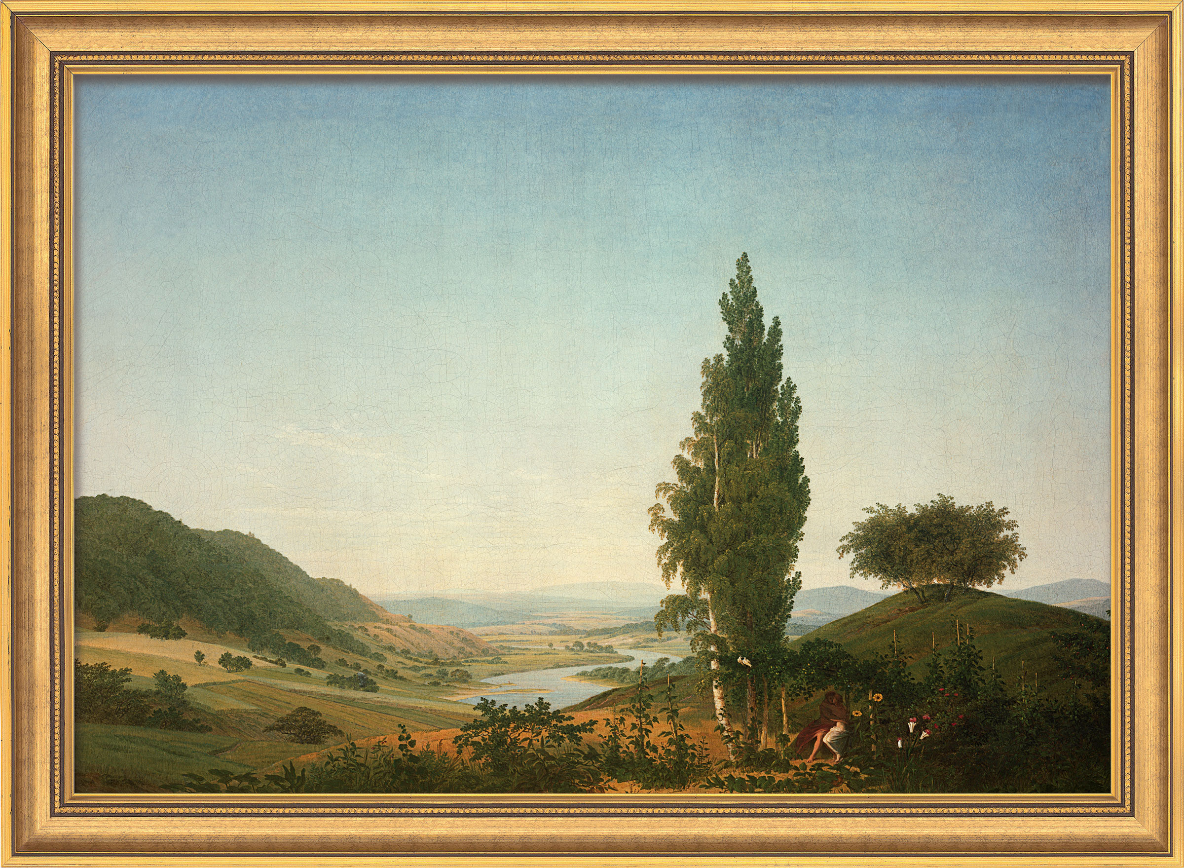 Beeld "De zomer (Landschap met geliefden)", ingelijst von Caspar David Friedrich