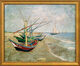 Schilderij "Vissersboten op het strand van Les Saintes-Maries-de-la-Mer" (1888), ingelijst van Vincent van Gogh