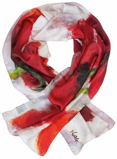 Silk scarf "Large Poppies (Red, Red, Red)"