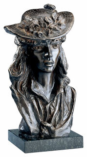 Skulptur "Das Mädchen mit dem Rosenhut", Version in Bronze