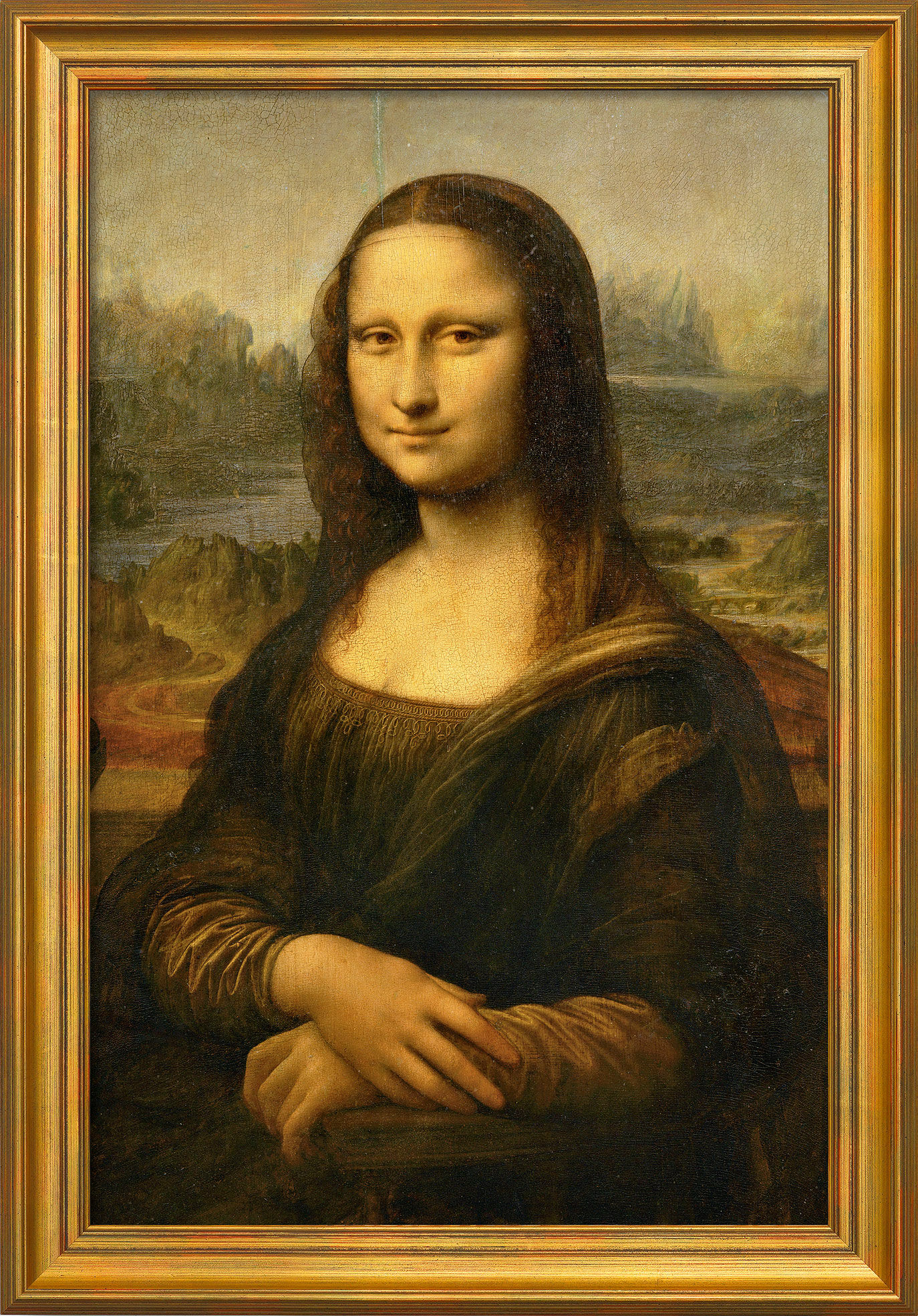 Tableau "Mona Lisa (La Gioconda)" (vers 1503/05), encadré von Leonardo da Vinci