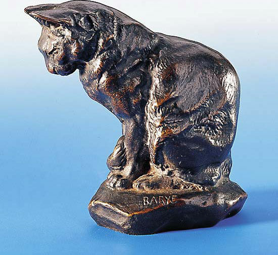 Sculpture "Cat", bronze version by Antoine-Louis Barye