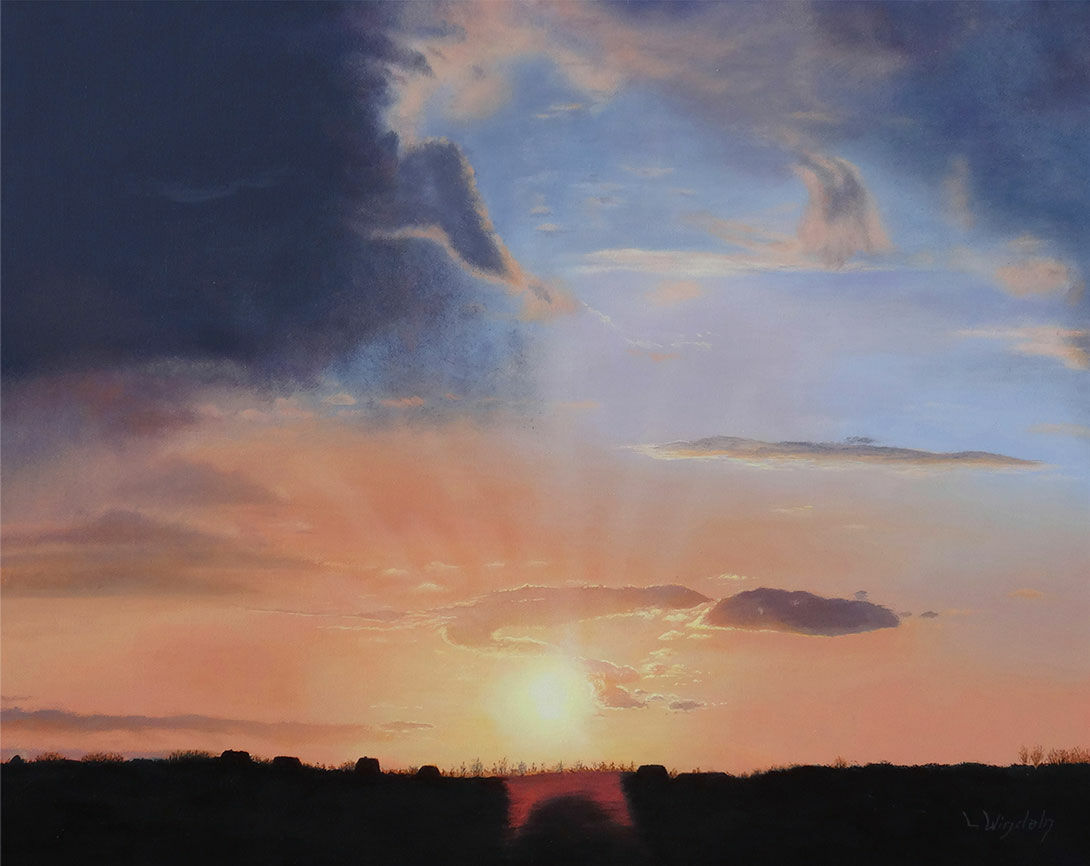 Picture "Sunset" (2018) (Original / Unique piece), on stretcher frame by Leo Windeln