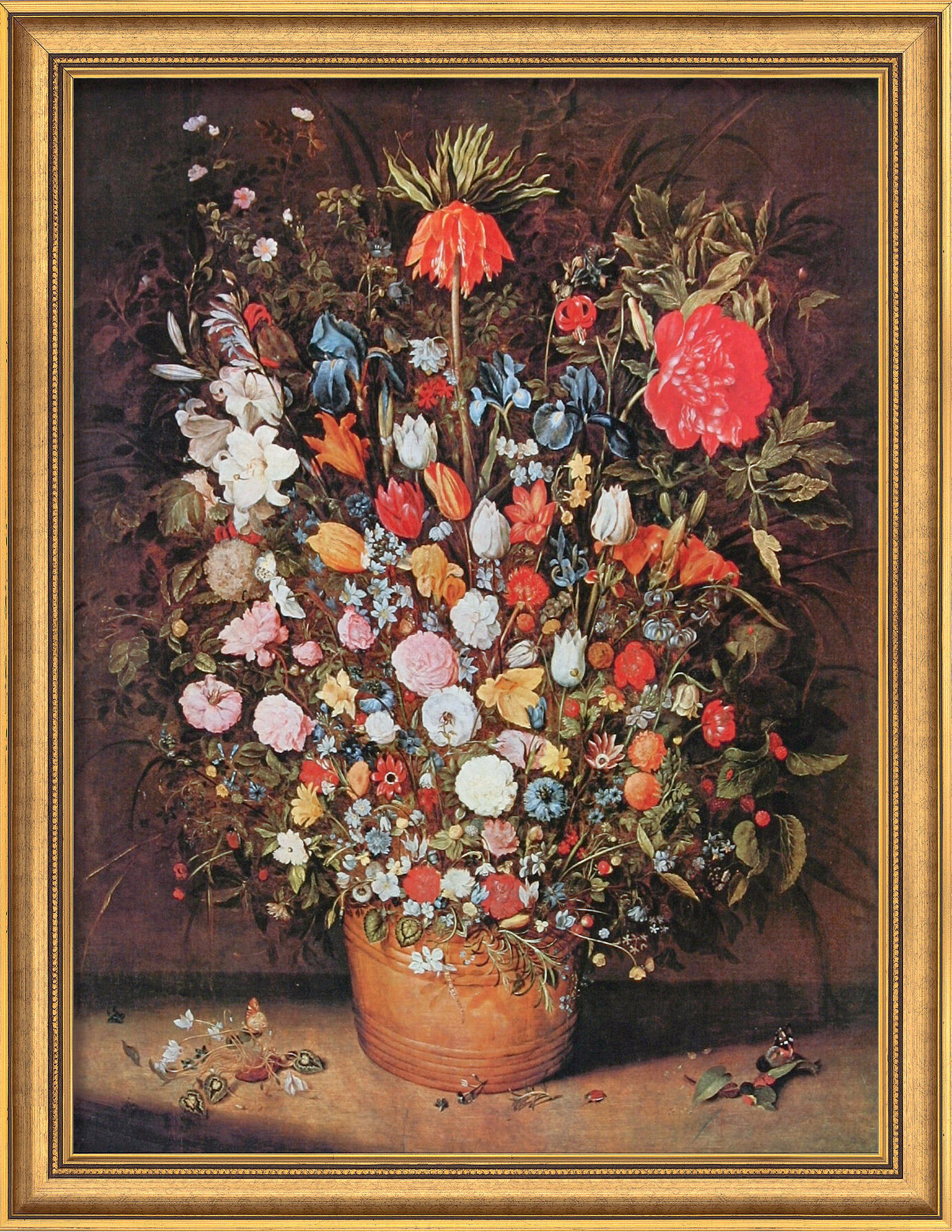Billede "Buket af blomster" (ca. 1607), indrammet von Jan Brueghel d. Ä.
