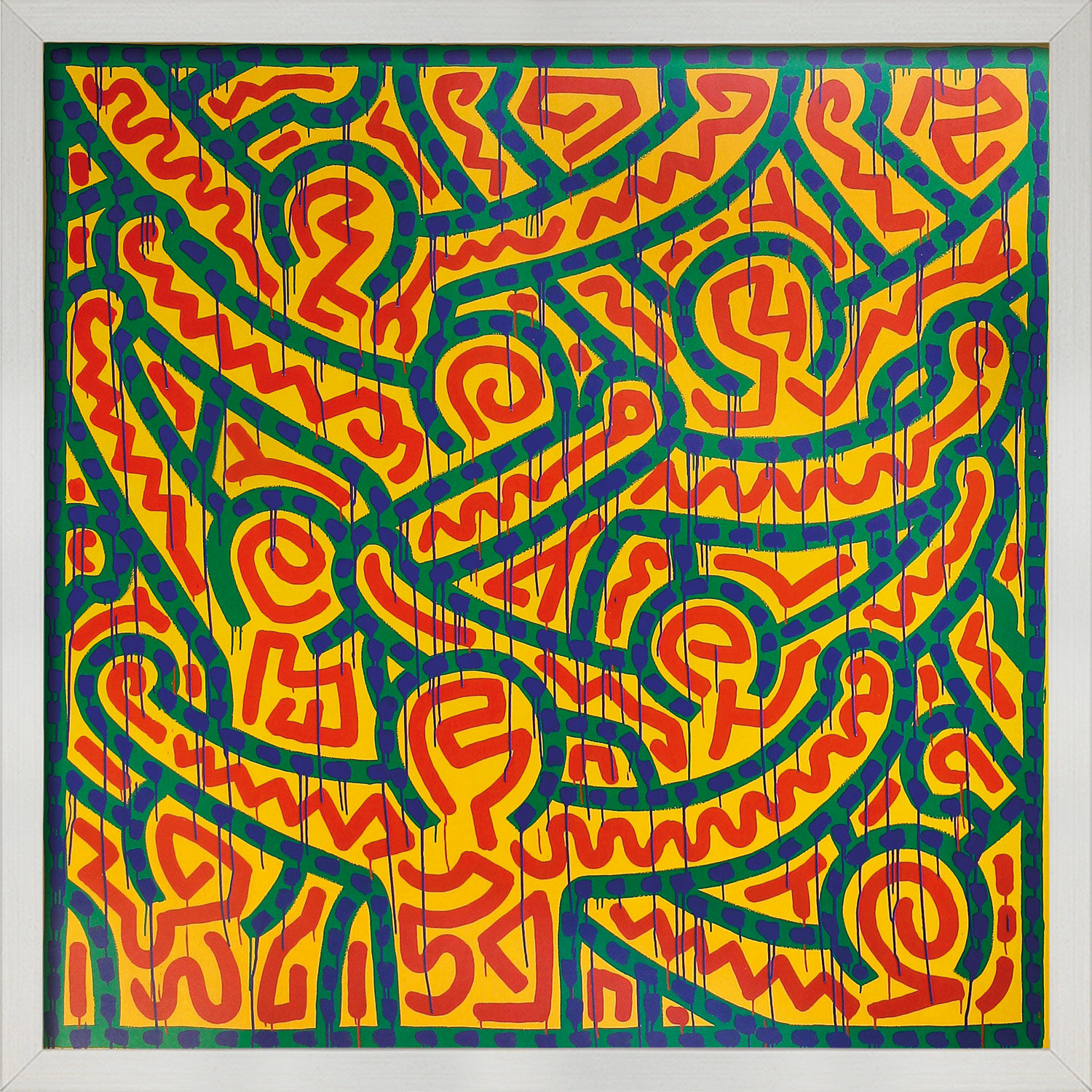 Billede "Uden titel 1989", indrammet von Keith Haring