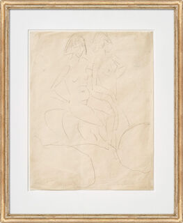 Picture "Two Girls Leaning Against a Stone" (around 1926) (Unique piece) by Otto Mueller