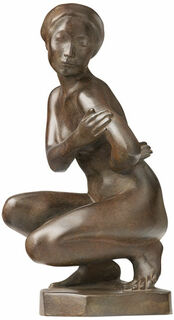 Skulptur "Krummende japansk kvinde", reduktion i bronze von Georg Kolbe