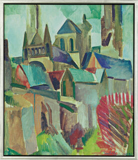 Bild "Die Türme von Laon" (1912), gerahmt von Robert Delaunay
