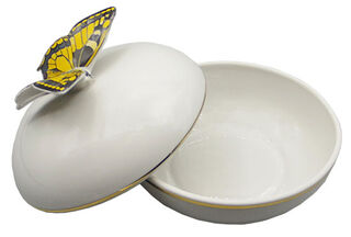 Pudełko z pokrywką "Jaskółczy ogon", porcelana ze złotymi zdobieniami