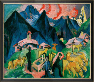 Picture "Alp Life" (1918), framed by Ernst Ludwig Kirchner