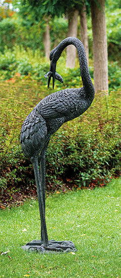 Garden Sculpture Crane With Fish