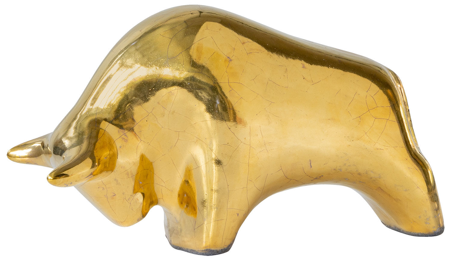 Keramisch beeldje "Stier", gouden versie