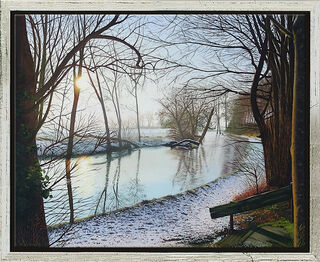 Bild "Sonnenaufgang im Winter" (2024) (Original / Unikat), gerahmt von Leo Windeln