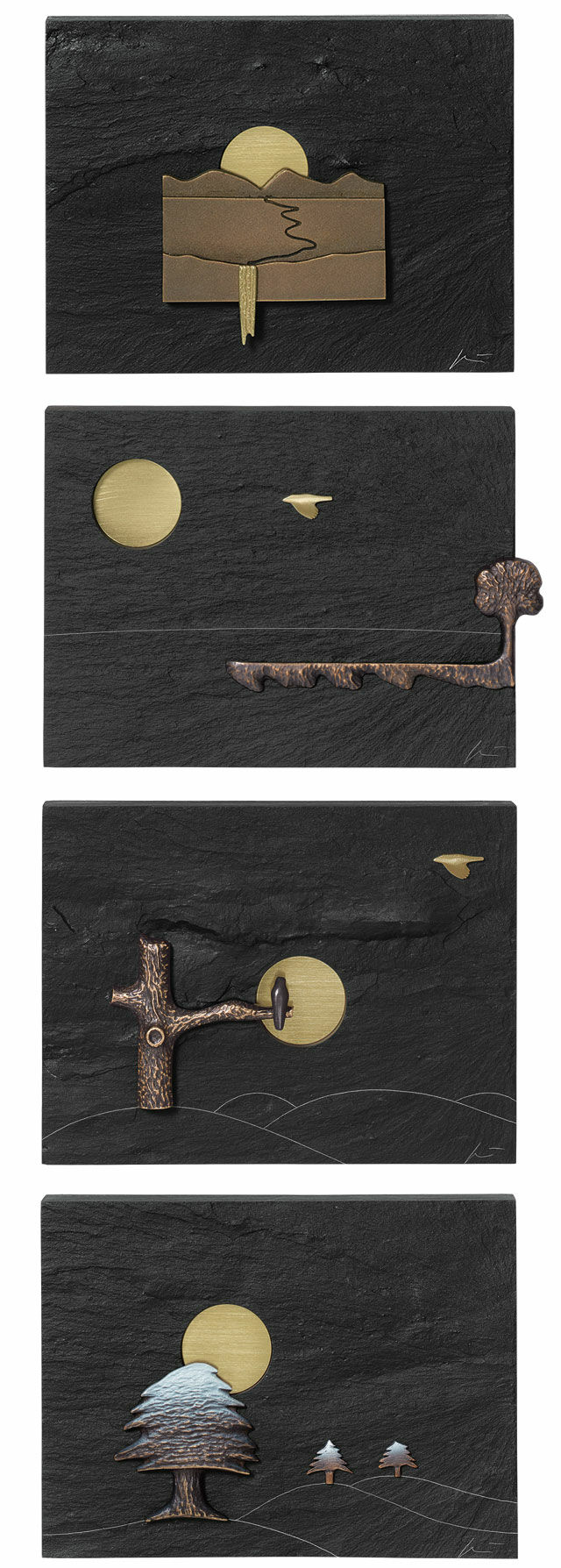 Sæt af 4 vægobjekter "Årstidernes cyklus" cstorm-arsmundi-base.detail.by-artist Klaus Börner