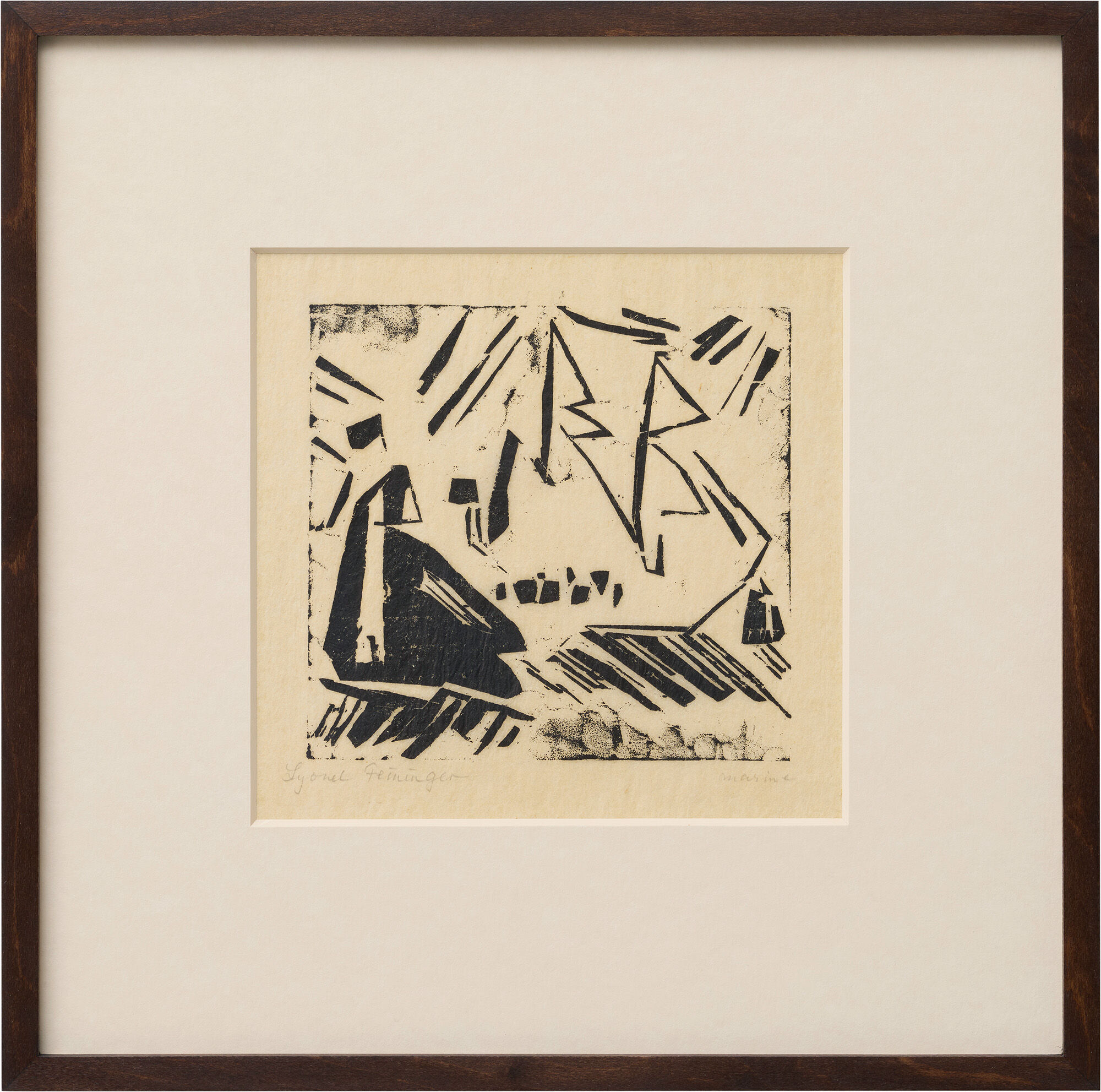 obraz "Námořní loď (se třemi plachetnicemi)" (1918) od Lyonel Feininger