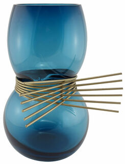 Vase "Parade Blue", glass/bronze