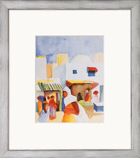 Bild "Markt in Tunis I" (1914), gerahmt von August Macke