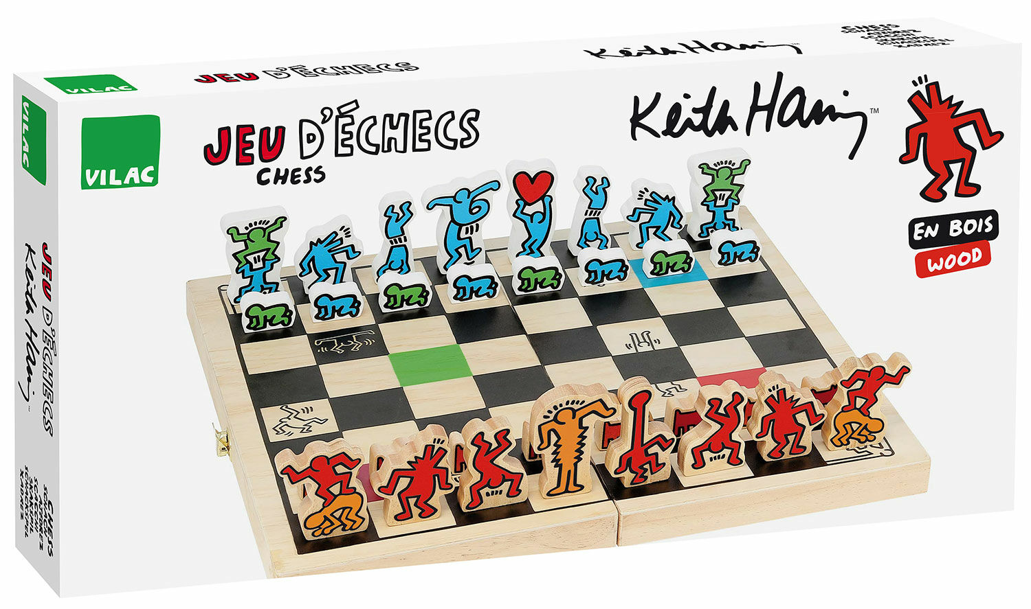 Schaakspel "Keith Haring", kleurrijke versie