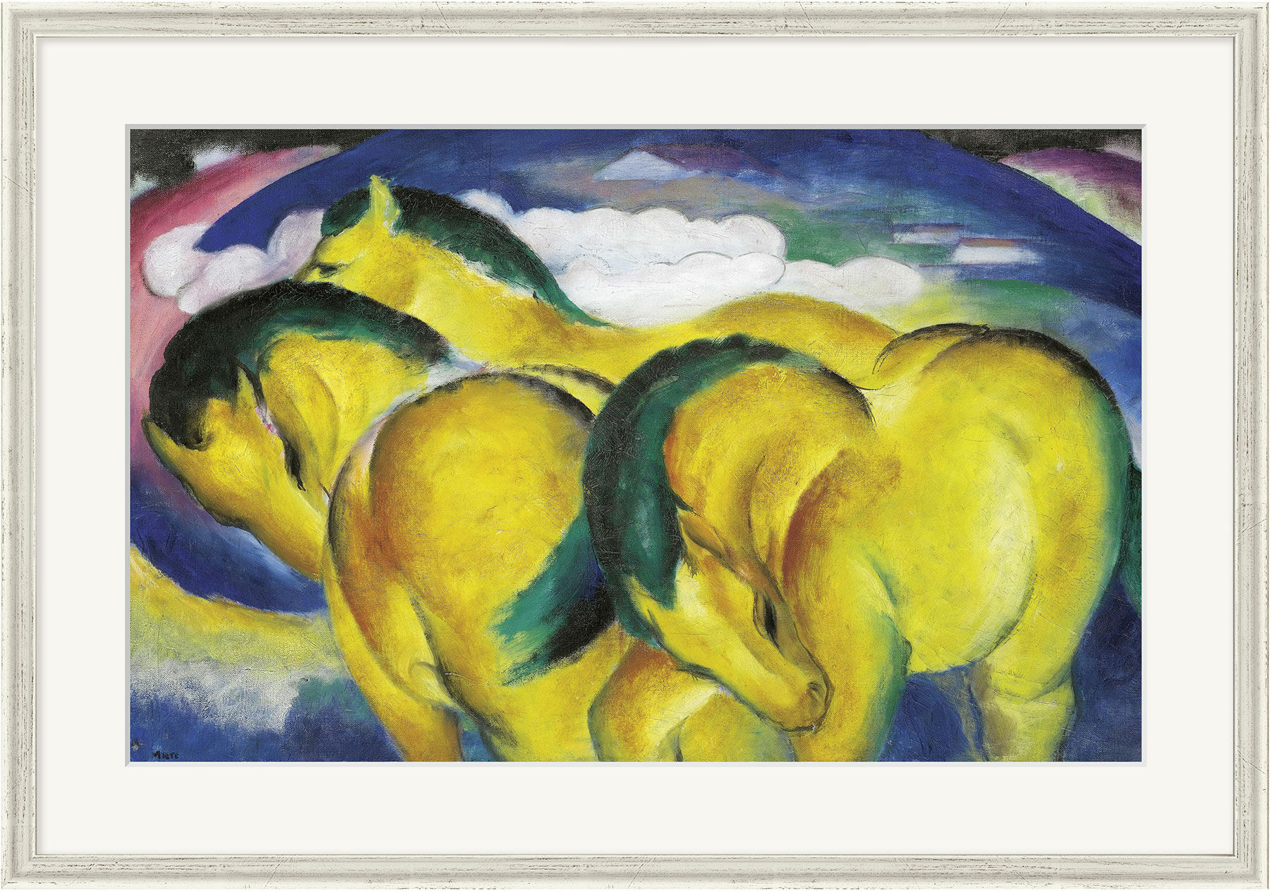 Billede "De små gule heste" (1912), indrammet von Franz Marc