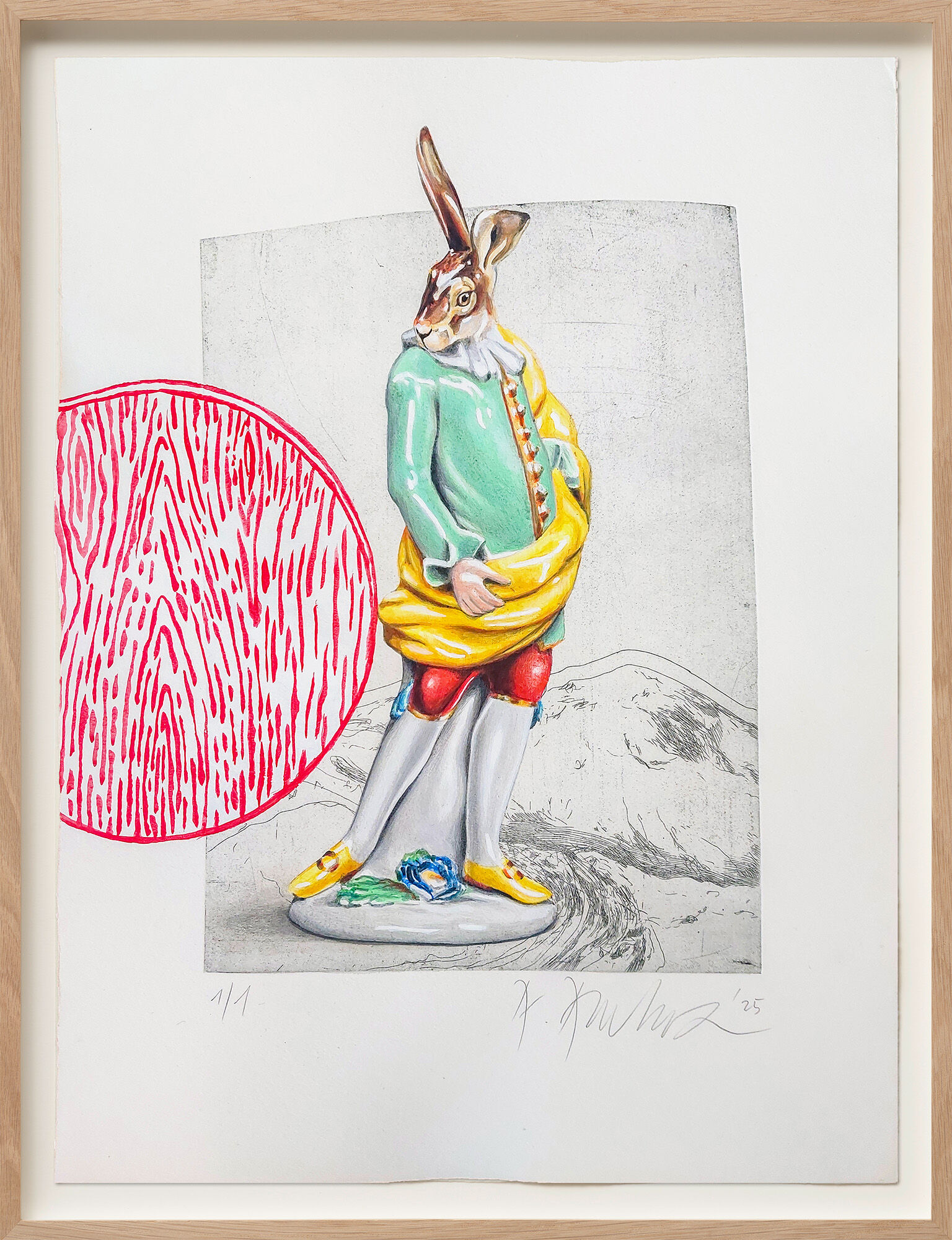 Picture "Red Disc #3" (Harlequin) (2025) (Unique piece) by Andreas Amrhein