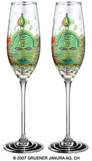 (690) Set of two champagne glasses "Green Power"