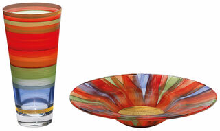 Set of "Indian Summer" glass vase and bowl