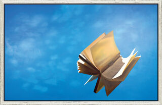 Bild "Das fliegende Buch", gerahmt