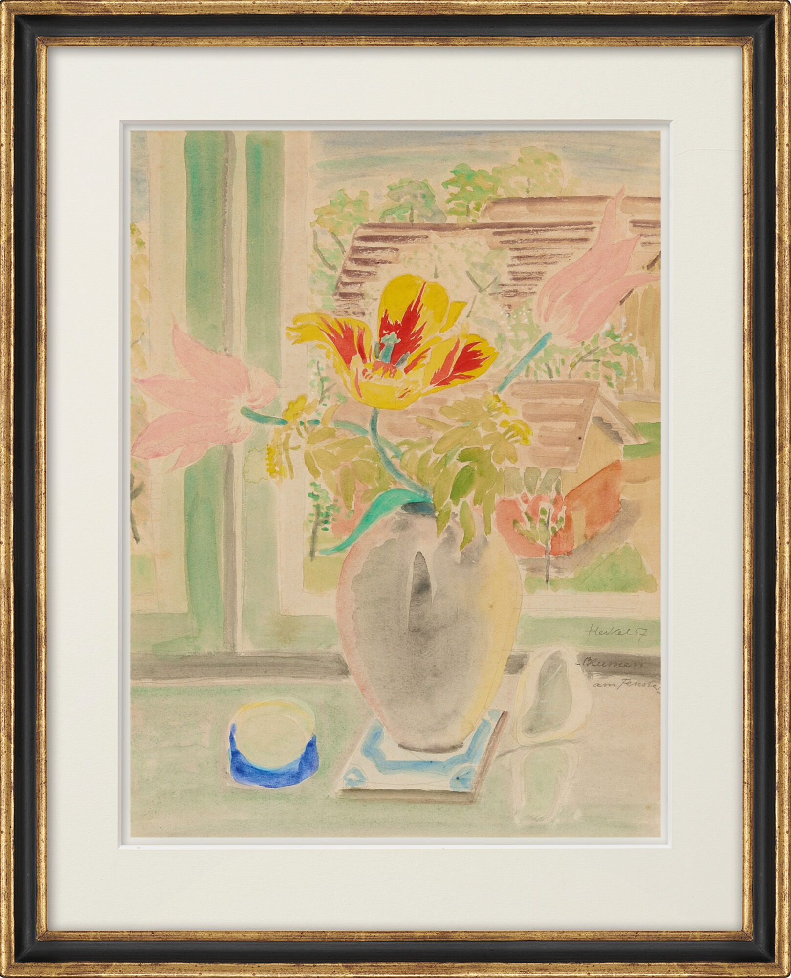 Picture "Flowers at the Window" (1957) (Unique piece) by Erich Heckel