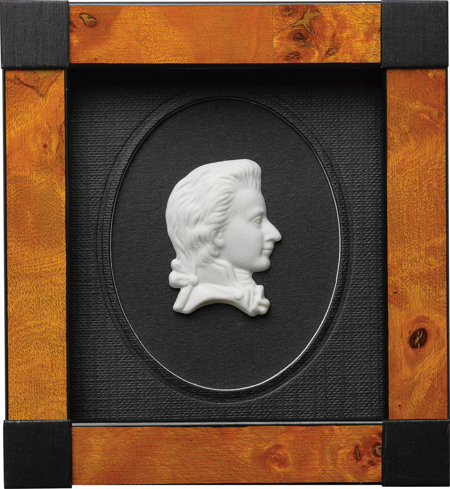 Tableau miniature en porcelaine "Wolfgang Amadeus Mozart", encadré