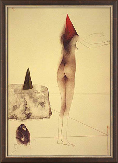 Tableau "Le jeu du singe" (1983), encadré von Bruno Bruni