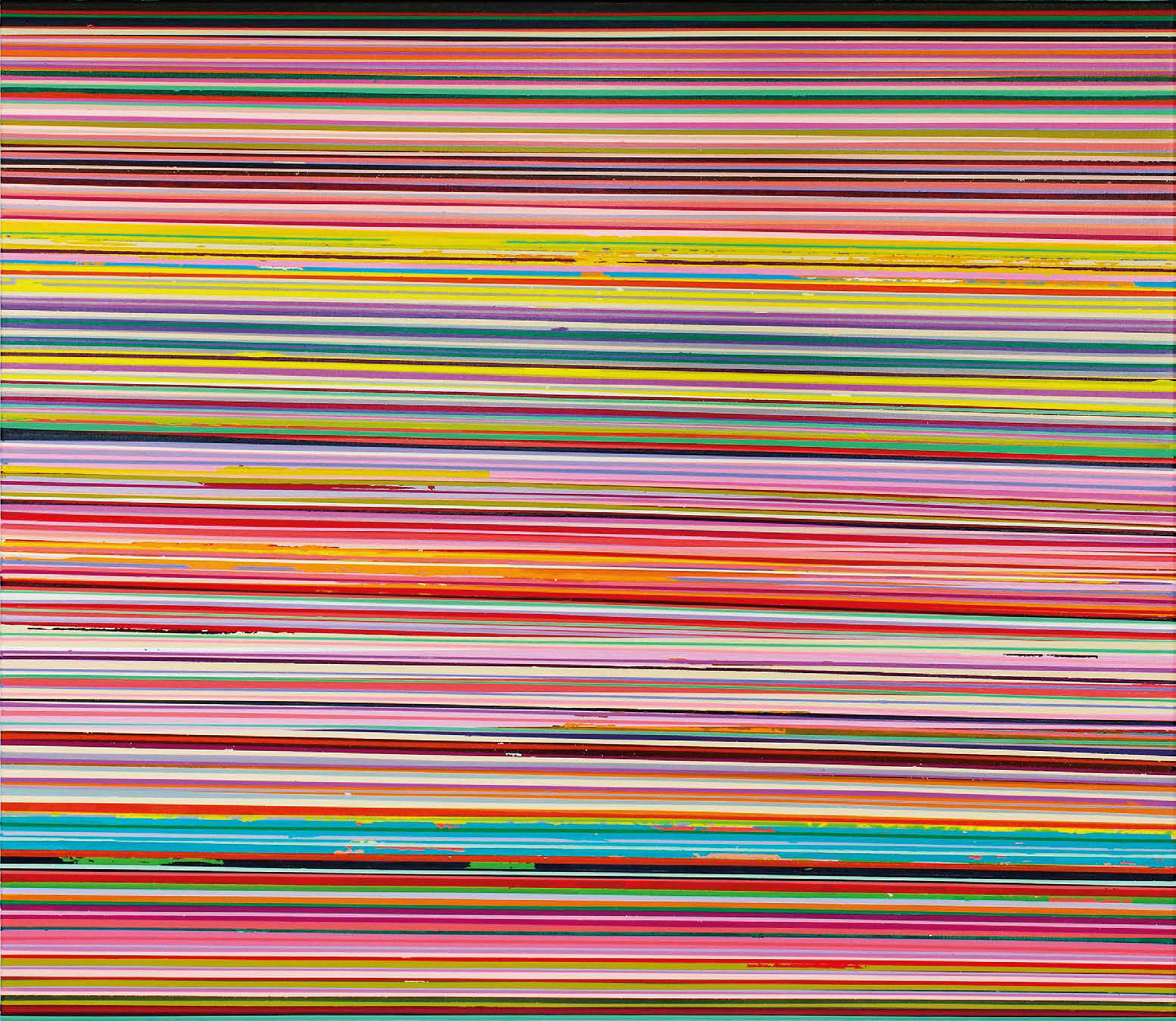 Tableau "Broken Line Thin pink yellow violet" (2023) (Pièce unique) von Ruri Matsumoto