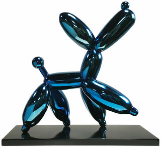Sculpture "Happy Balloon Dog", blue version by Miguel Guía