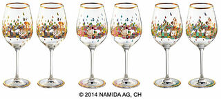Set of 6 wine glasses "BEAUTY IS A PANACEA - Gold - Red Wine"