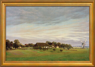 Picture "Flat Countryside" (c. 1822/23), framed by Caspar David Friedrich