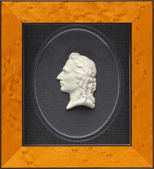 Miniatur-Porzellanbild "Friedrich Schiller", gerahmt