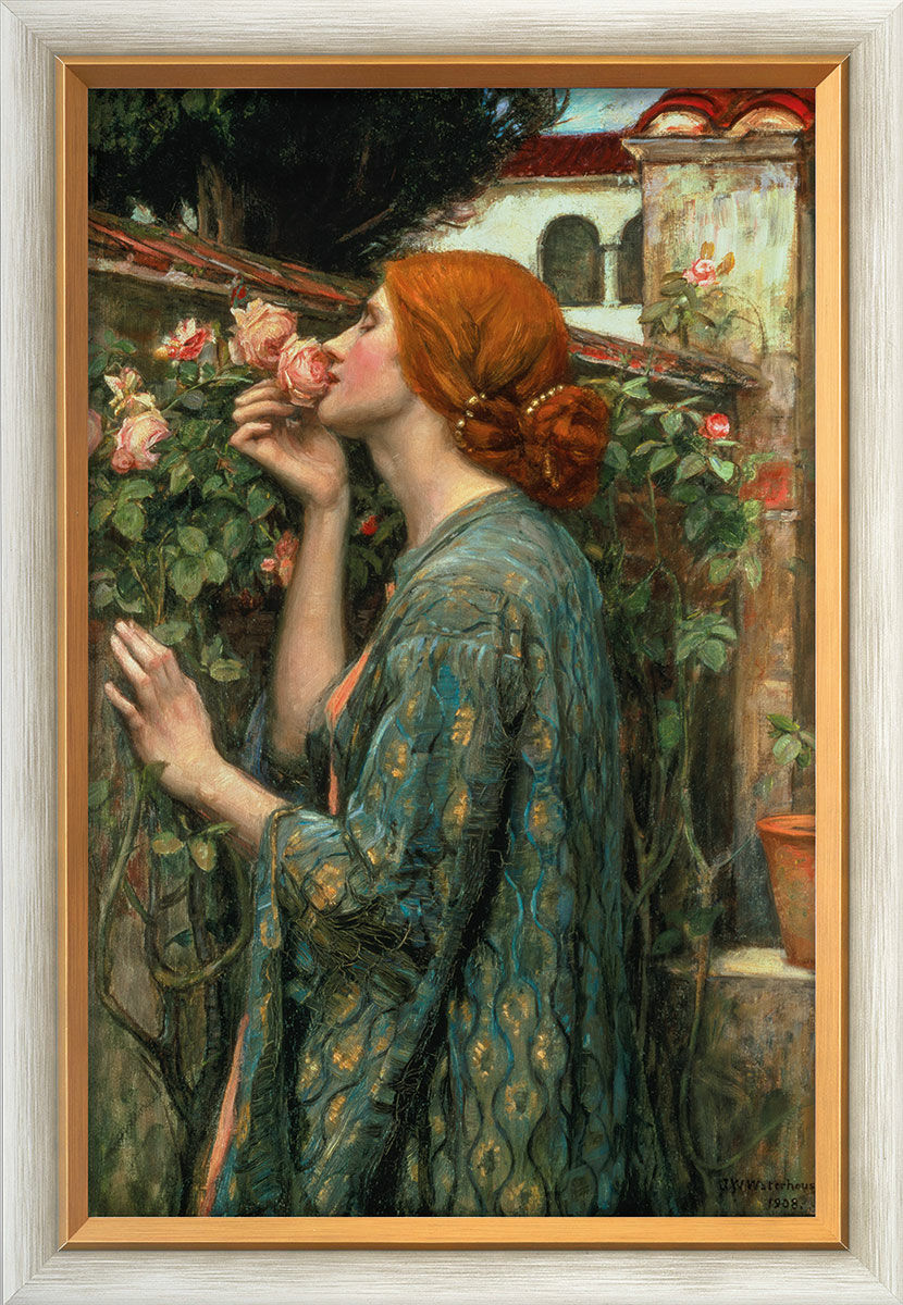 Beeld "De ziel van de roos" (1908), ingelijst von John William Waterhouse