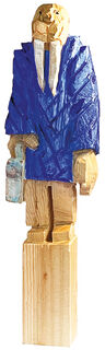 Holzskulptur "Der Makrelen-Vertreter" (2025) (Original / Unikat)
